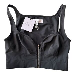 L'Academie Women’s Cropped Sleeveless Black Top Size small NWT